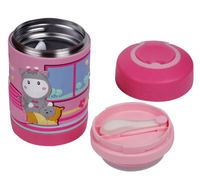 PINKAH 3D Cartoon 450ml Gourde alimentaire pour enfants à double paroi en acier inoxydable, boîte à lunch pour enfants avec cuillère