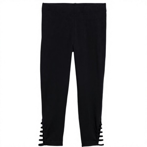 Leggings de yoga taille haute couleur unie avec revers à lacets, en Spandex et Nylon, extensibles dans les quatre sens, longueur intégrale - Product Image 1