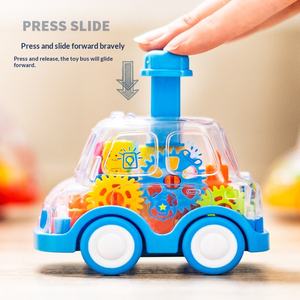 Voitures jouets en plastique transparent à inertie et à rétrofriction, résistantes aux chutes, avec engrenages apparents, pour garçons et filles de 1 à 3 ans - Product Image 3