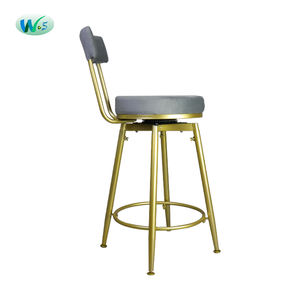 Ghế đẩu cao chân kim loại, lưng tựa vải nhung phối màu tương phản, mã WS 98284 - Product Image 3