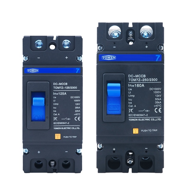 TOMZN 2P DC 1000V DC Solar Molded Case Circuit Breaker MCCB Overload Protection Switch Protector for Solar Photovoltaic PV