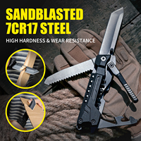 Couteau multifonction Xhandle MT-35 20-en-1 avec lame sablée 7Cr17, embout, allume-feu, sifflet, scie, barre de levier, EDC, survie, ouvre-bouteille