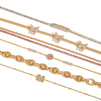 Bracelet en acier inoxydable plaqué or 18 carats J&D, tendance, classique, avec chaîne papillon en zircon rose et blanc