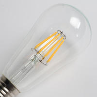 Bombilla LED de Doble Capa con Forma Retro, Base E27, Alimentación por CA, para Uso en Hoteles, con Atenuador, Certificación CE, CRI 80, 8W, 2700K/3500K, 30000, 85