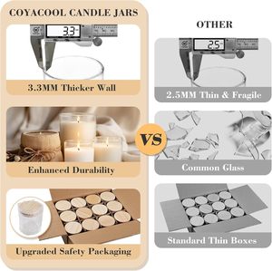 Barattoli in Vetro Spesso da 10 oz (315ml) per Candele con Coperchi in Bambù, Portacandele in Vetro per Decorazione Casa, Vendita all'Ingrosso - Product Image 3