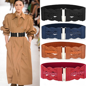 <span class=keywords><strong>Ceinture</strong></span> élastique sculptée pour <span class=keywords><strong>femme</strong></span> avec boucle en alliage, en polyester imprimé, tendance, passe-partout, rouge, 80-100 cm - Product Image 4