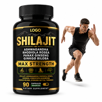 Capsules de Shilajit en gros, complément alimentaire à base de plantes avec Ashwagandha, Rhodiola, Ginseng, marque privée, OEM, ODM, approvisionnement en vrac