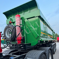 Semi-remorque benne basculante arrière et latérale en acier de type U, 3 essieux, 35/40/45 m³, 60 tonnes, pour transport de sable, sur mesure