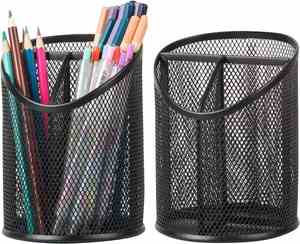 Mesh Pencil Holder Metal <b>Pen</b> Cup Round <b>Pen</b> Holder with 3 Compartments Desktop Pencil Organizer for Office Home School Tabletop - Product Image 5
