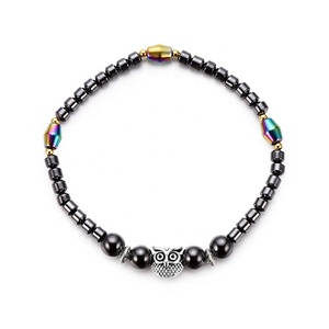 <span class=keywords><strong>Tobillera</strong></span> de piedra negra magnética para el cuidado de la salud, joyería de moda para el cuidado de la salud, tratamiento de búho, tobilleras adelgazantes - Product Image 2