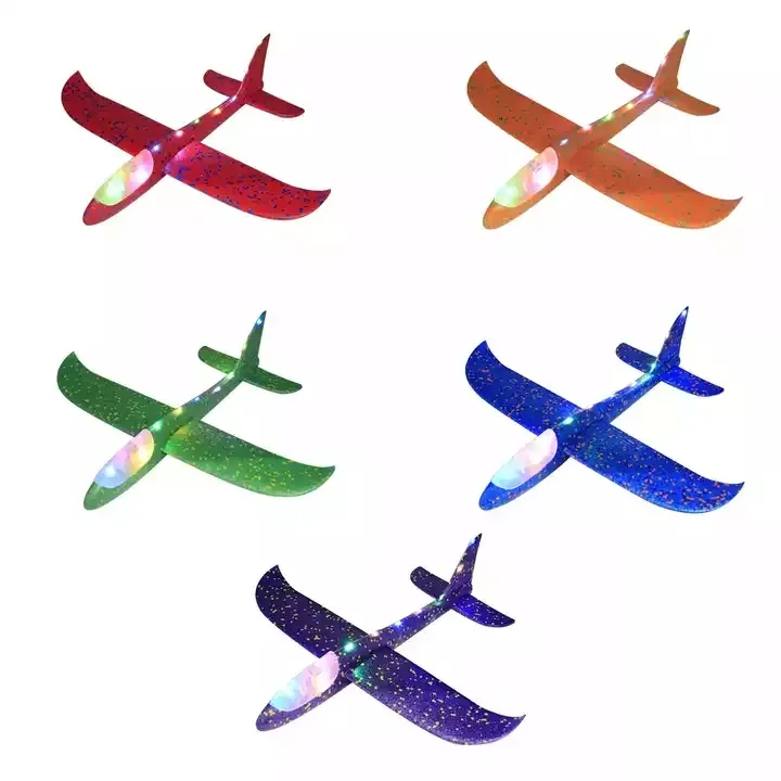 Outdoor toys 48cm Large Light LED EVA Foam Flight Glider DIY Hand Throwing fixed wing Model Mini Airplane Plane For kids