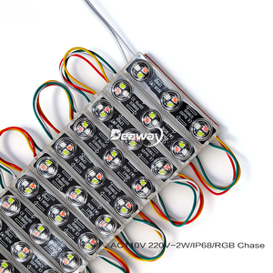 Cao BRIGHT 110V 220V <span class=keywords><strong>RGB</strong></span> đuổi theo hiệu ứng dẫn mô-đun 2 Wát <span class=keywords><strong>SMD</strong></span> 3030 9 <span class=keywords><strong>LED</strong></span> với ống kính IP68 mô-đun không thấm nước cho cửa hàng dấu hiệu trang trí - Product Image 1