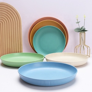 Gran oferta, 12 Uds., fibra de paja de trigo, rayas <span class=keywords><strong>verticales</strong></span>, 20cm, 23cm, 25cm, placas redondas, placas de plástico de varios colores - Product Image 5