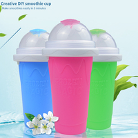 OEM/ODM Offre Spéciale Gobelet surgelé Squeeze Magic Slushy Maker Gobelets à smoothie glacé avec couvercle et tasse en silicone avec paille