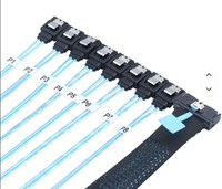 MCIO 8I SFF TA 1016 Ke 8 SATA 7 Pin Kabel Breakout 12Gbps 74 Pin Kabel Internal Server untuk Kartu RAID Penyimpanan HDD SSD