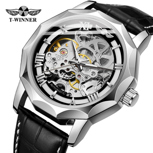 Montre-bracelet automatique à bracelet en cuir véritable, squelette, pour <span class=keywords><strong>homme</strong></span> - Product Image 4