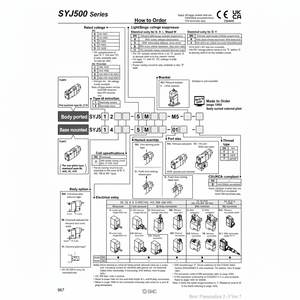 Produit de vannes de commande d'électrovanne SYJ514-5DZ-01 SMC Pneumatics - Product Image 1