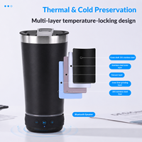 Tumbler Stainless Steel 16 oz dengan Speaker Bluetooth Pintar, Pemutar Musik, Pembuka Botol, Termos, Mug Kopi untuk Berkemah