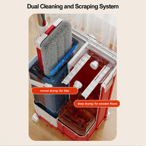 Suministros de limpieza TIDYTECH, juego de fregona y cubo plano de limpieza de suelo de microfibra giratoria 360 que ahorra trabajo doméstico con ruedas - Product Image 2