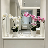 Plante artificielle réaliste de haute simulation, orchidée Phalaenopsis en bonsaï, pour la décoration de table de Thanksgiving, Pâques, Noël, ou de remise de diplôme