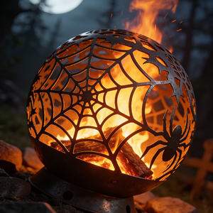 เตาไฟทรงกลมเหล็กกล้าคาร์บอนลายฉลุเลเซอร์สั่งทำพิเศษสำหรับสวนกลางแจ้ง - Product Image 4