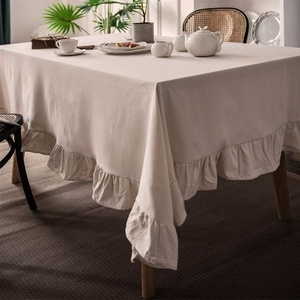 Stone Washed Flounce Customizable Size Linen <b>Tablecloth</b> for Hotel Dining Rooml Linen Table Cloth Wholesale - Product Image 5