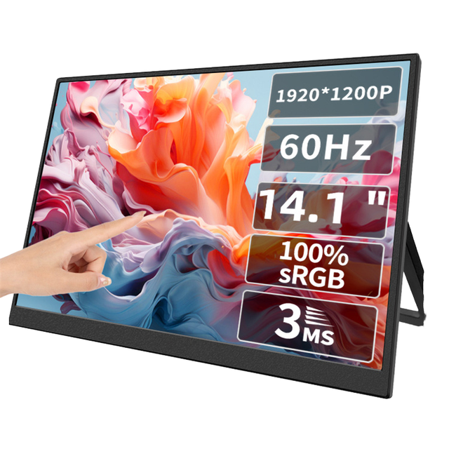 14.1 Inch FHD Portable Monitor, 1920x1200 IPS Screen, 350cd/m² Brightness, Built-in Speakers, Type-C for Gaming & Business