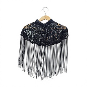 2026 <b>Silver</b> Embellished Beaded Fringe Lace Cape Organza Fabric Handmade Luxury Elegant Sexy Animal Cape Gujarat Best Prices - Product Image 1