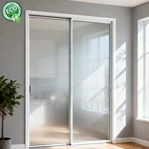 Porte coulissante de bureau en verre à tringlerie portable suspendue 35x18 pouces portes coulissantes intérieures à cadre en aluminium - Product Image 4