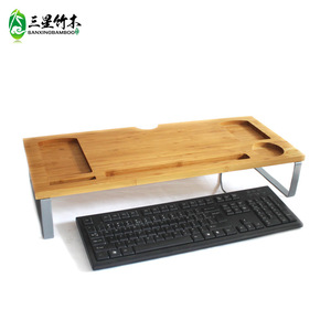 Bamboo and wood <b>computer</b> stand, monitor bracket, office desktop storage rack, bamboo <b>computer</b> <b>desk</b> storage rack - Product Image 2