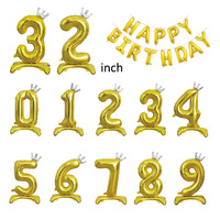 Ballon Chiffre Iridescent Autoportant de 40 Pouces en Aluminium pour Baby Shower, Anniversaire, Anniversaire de Mariage