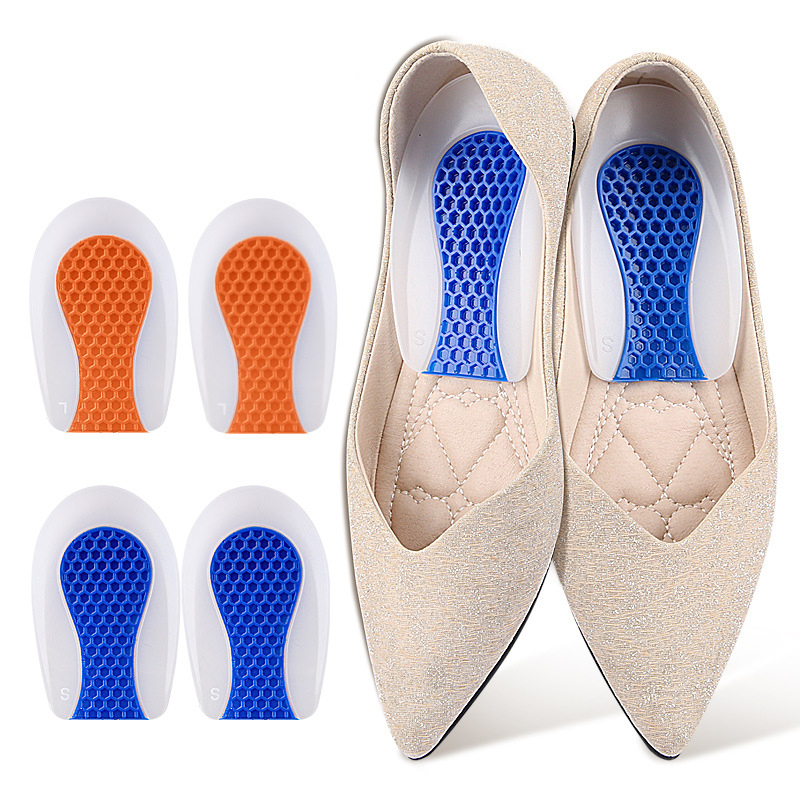 Silicone Heel Pad White Blue Heart