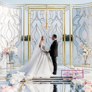 Gold Metal <strong>Frame</strong> Acrylic Photo <strong>Backdrop</strong> Stand for Newlyweds Photo Shoot for Wedding Events Photo Studio <strong>Backdrops</strong> - Product Image 5