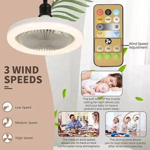 Ventilateur de plafond intelligent 3-en-1 de style moderne en ABS avec télécommande, éclairage à intensité variable, base de conversion E27, 85-265V pour chambre et salon - Product Image 4