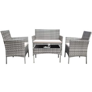 SUNYARD Juego de Muebles de Jardín para Patio o Terraza, 3 Piezas, <span class=keywords><strong>Sillas</strong></span> de Mimbre de Ratán PE con <span class=keywords><strong>Mesa</strong></span>, Muebles de Exterior para Jardín (Marrón/Beige) - Product Image 3