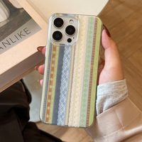 Coque de protection antichoc en silicone à rayures et dentelle rétro française avec motifs de dessins animés pour MacBook 16/17 – Vente en gros