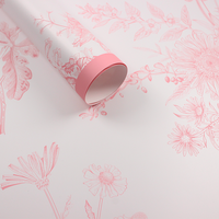Papier d'emballage épais imperméable à fleurs roses imprimées pour cadeaux et artisanat