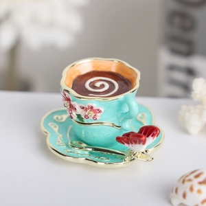 SHINNYGIFTS stile europeo bomboniera in stile matrimonio smalto tazza di caffè scatola decorazione farfalla ornamenti nuovo stile scatole di gioielli - Product Image 4