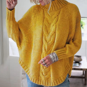 Pull décontracté surdimensionné à manches chauve-souris pour femme, respirant, en tricot long, idéal pour l'hiver, pull de haute qualité - Product Image 3
