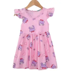 2024 ग्रीष्मकालीन गुड़िया कार्टून ड्रेस बच्चों की फ्लाई-आस्तीन वाली स्कर्ट