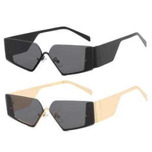 Lunettes de soleil rétro géométriques de luxe, petites, carrées, à monture intégrale en métal, verres PC UV400, unisexe, nouvelle mode punk - Product Image 1