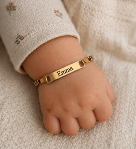 Bracelet personnalisé avec nom, chaîne <span class=keywords><strong>en</strong></span> acier inoxydable plaqué <span class=keywords><strong>or</strong></span>, bijoux tendance, cadeau pour enfants, bracelet à barre avec gravure de lettres - Product Image 4