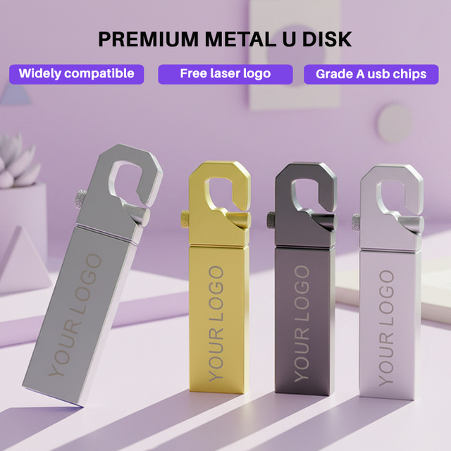 Factory Price Hook Metal Usb Flash Drive 2.0 Memory Stick Custom U Disk Pendrive 1G 2G 4G 8G 16G 32GB 64 GB Usb Flash Memory