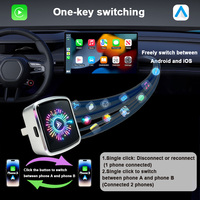 Adaptateur sans fil Yty K8C Orange CarPlay & Android Auto Plug & Play avec lumière RGB, dongle USB pour voiture en alliage d'aluminium