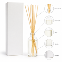 Diffuseur de parfum cylindrique sans alcool de 50 ml avec bâtonnets naturels et boîte