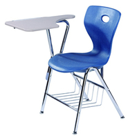 Chaise d'écriture moderne en plastique pour salle de classe avec coussin, design coloré pour usage scolaire