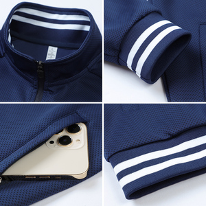 Veste de sport unisexe à col montant et fermeture éclair intégrale avec logo personnalisé, poignets côtelés rayés, pour les activités d'entraînement des équipes sportives - Product Image 4