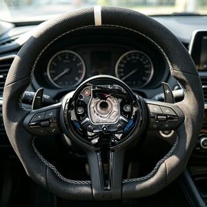 Volante de Coche de Microfibra Perforada Blanca para <span class=keywords><strong>BMW</strong></span> X1 <span class=keywords><strong>X2</strong></span> X3 X4 X5 X6 F15 F20 F30 F31 F40 E83 E70 E90 - Product Image 1
