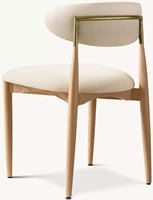 Chaise de salle à manger sculpturale de style moderne du milieu du siècle, en chêne massif et acier tubulaire, fabriquée à la main