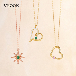 Collar VFOOK con Colgante de Gema Verde Starburst, Oro Sólido de 18K, Joyería Fina para Mujer, para Fiestas, Joyería Permanente - Product Image 2